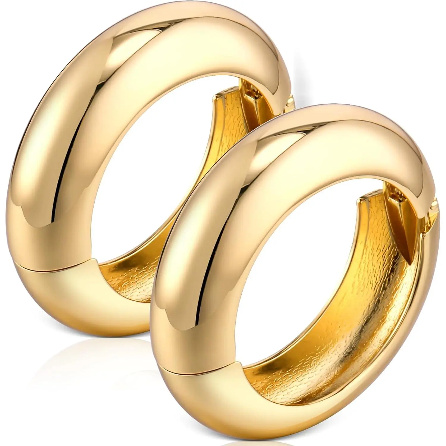 2 count Chunky  Bangle Bracelets for Women Dainty Hinged Big Wide Trendy Cuff Bracelet Fashion  Valentine's Day Party Gifts