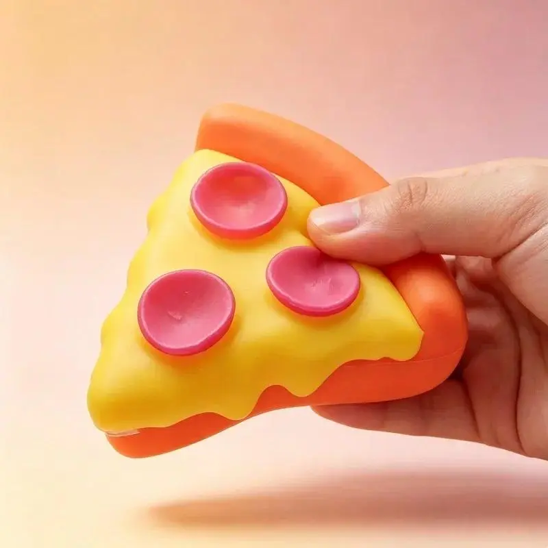 Pizza Soft Pinch Stress Relief Squishy Cube Sensory Fidget Anti-Anxiety Squeeze Toy Object for Focus ADHD Party Gift