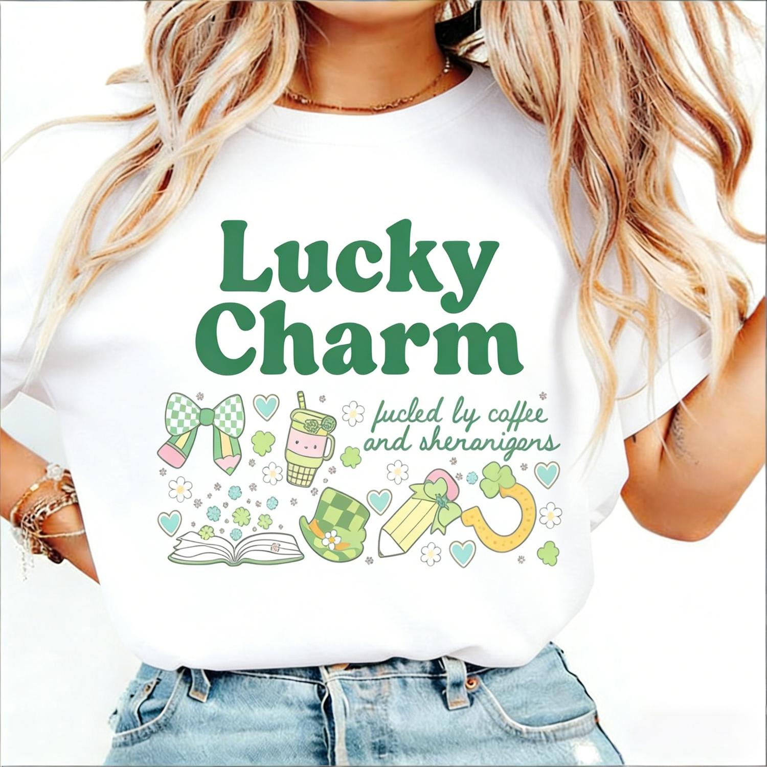 Celebrate St Patricks Day with Lucky Vibes T Shirt Featuring Positive Irish Cheers