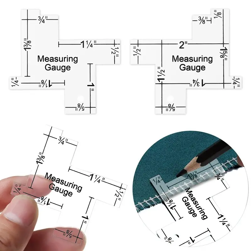 2pcs/set  Acrylic Sewing Gauge Seam Guide Ruler, Mini Seam Gauge for Sewings, Sewing Rulers and Guides for Fabric, Quilting(Transparent), Sewing Tools, Sewing Supplies