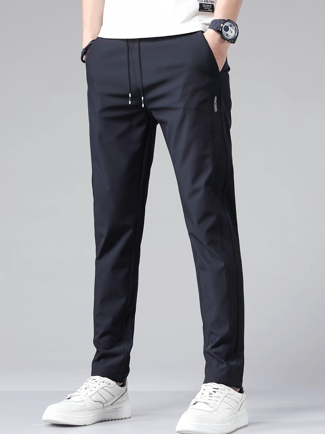 Men's Solid Color Casual Pants, Comfortable Regular Fit, Casual Stretch Waist, Daily Use Men's Trousers, Stylish and Versatile Design for Everyday Wear