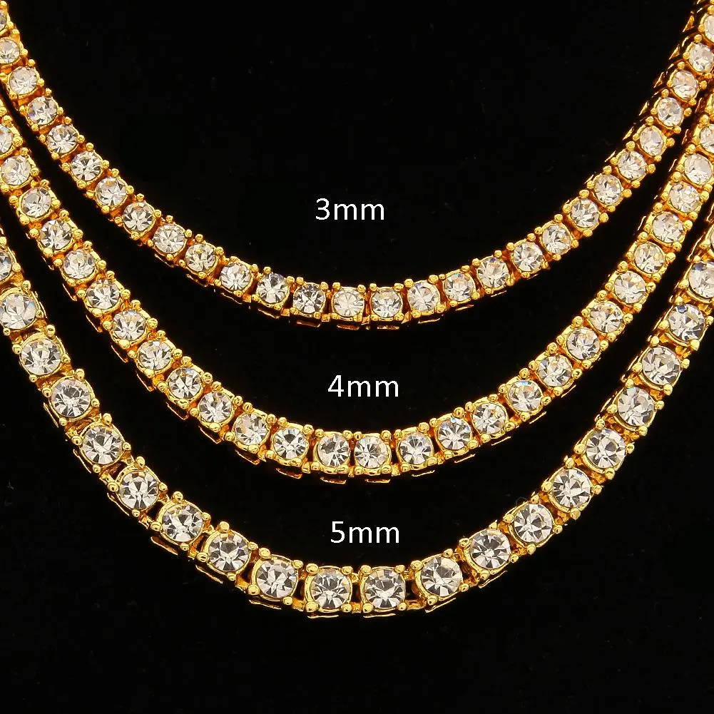 Men's Chunky Hip Hop Tennis Chain, 3mm-5mm Rhinestone Alloy Necklace, 22in Fashionable Jewelry Accessory for Casual or Formal Wear, Exquisite Chain Jewelry, Fashionable Jewelry Accessories men's jewelry trendy costume jewelry