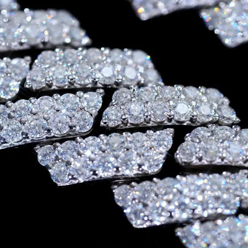 Moissanite 10MM Prong Cuban Link Chain Sterling Silver Pass Test Lab Diamond Necklace Valentine's Day Gift For Him (Storage Boxes)nice.