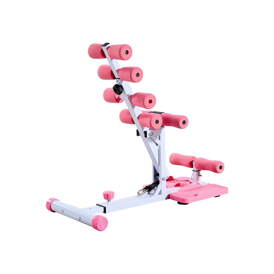 VEVOR Deep Squat Machine, Adjustable Glutes Trainer Machine with 3 High-Strength Resistance Bands, Folding Core Leg Glutes Exercise Trainer, Push Up Workout Equipment at Home Gym, Pink+ White