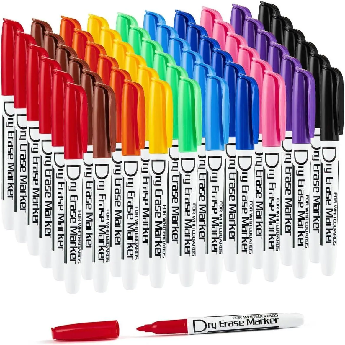 Dry Erase Markers Bulk Pack of 60 Low Odor Fine Whiteboard Markers Pens, 10  Colors for Whiteboard Dry Erase Calendar