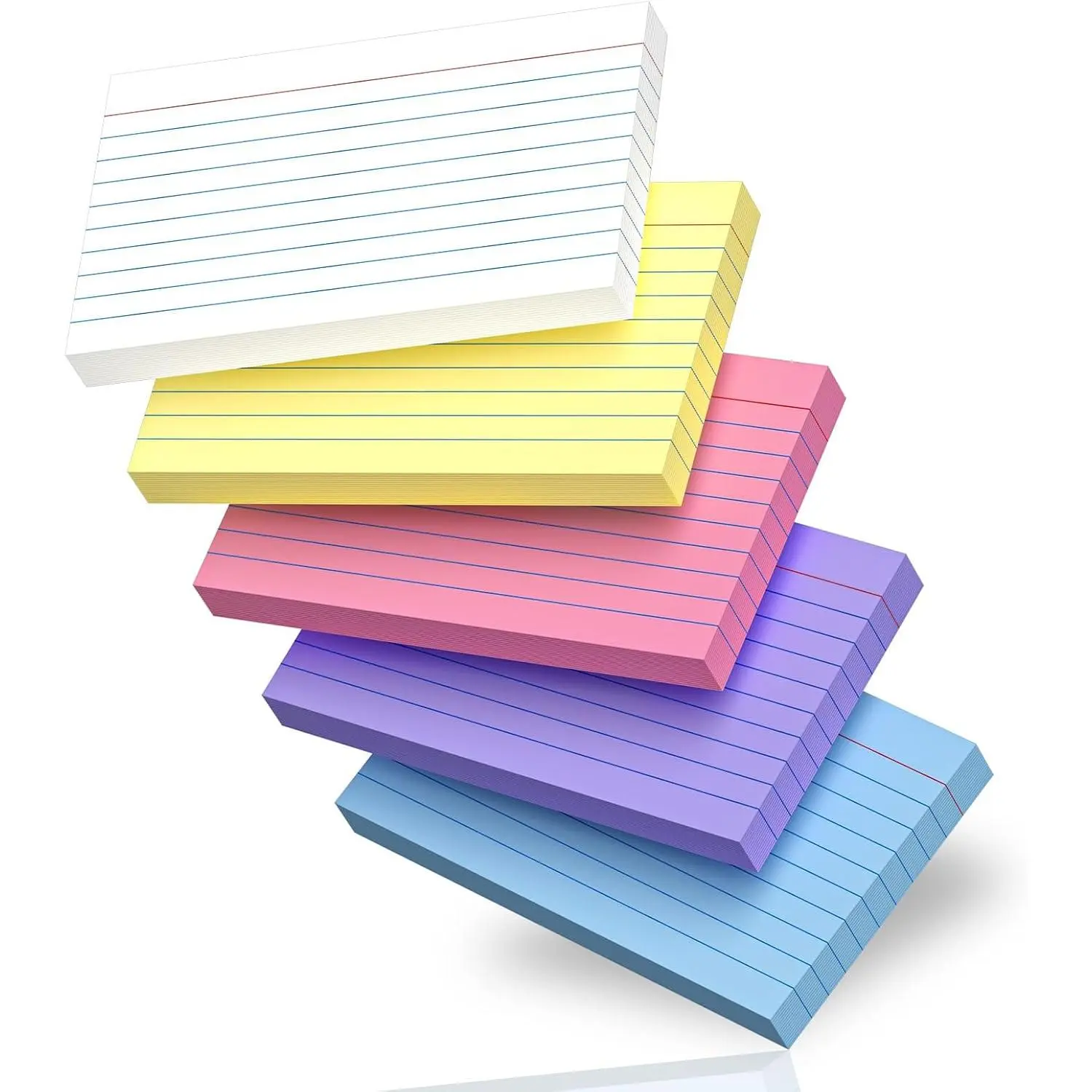 250 Count Index Cards 3x5 Inch Colored Ruled Lined Heavyweight Flash Cards Study Cards with Sturdy Cardstock Durable Flashcards Note Cards for Note Taking, Language Learning, School & Office Supplies