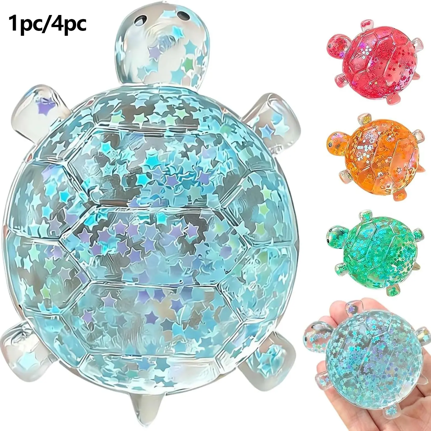 1/4pc Glitter Turtle Squishies, Sparkly Squishies, Cute Soft Relaxing Stress Relief Squeezes, Colorful Turtle Stress Balls Gifts for Office Desk Party Favors, Cute desktop decorations suitable for office workers, the perfect gift choice