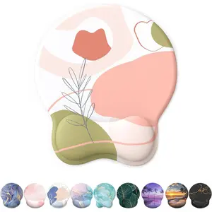 Mouse Pad Wrist Support, Ergonomic Gel Mouse Pad with Wrist Rest, Comfortable Computer Mouse Pad for Laptop, Mousepad with Non-Slip PU Base (Rose)