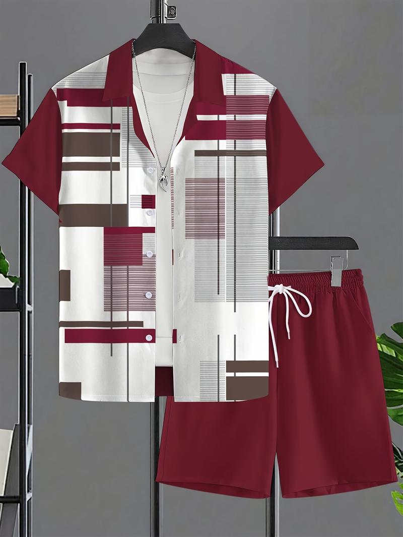 Plus Size Men's Short Sleeve Suit 2pcs Fashion Summer Sportswear Casual Suit with Solid Color Shorts for Comfortable Wear Plus Size Men's Short Sleeve Suit 2pcs Fashion Summer Sportswear Casual Suit with Solid Color Shorts for Comfortable Wear