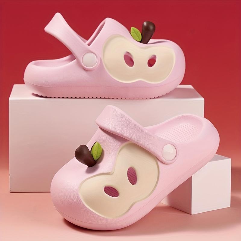 Children's Apple Clogs Summer Closed-Toe Cool Slippers for Boys and Girls, Toddlers, and Kids, Non-Slip Soft Sole Baby Beach Shoes, Cute Slippers for Middle and Older Toddlers