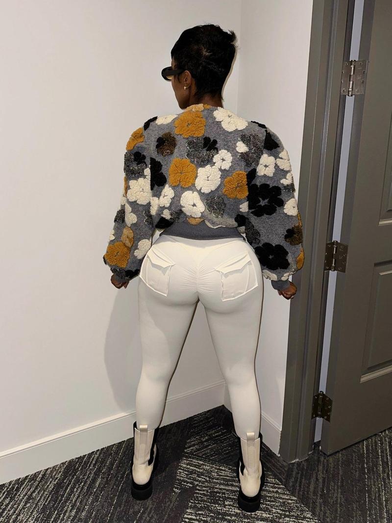 【Plus Size】 Floral Print Button Front Crop Jacket, Casual Long Sleeve Open Front Outerwear for Fall & Winter, Coat, Women's Clothes for Daily Wear, Clothing, Womenswear