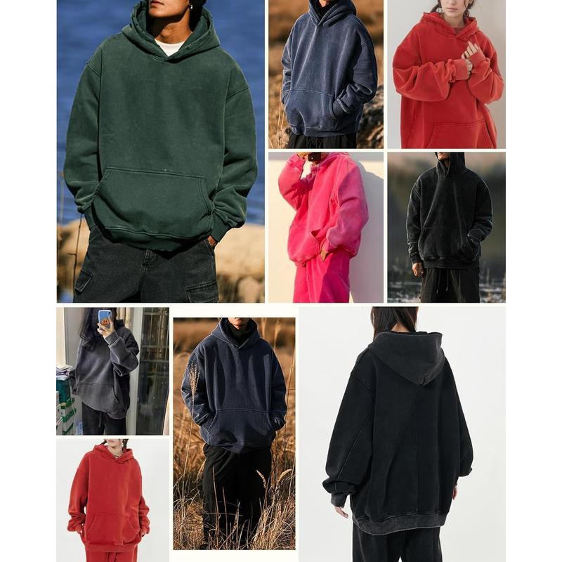 2 Pack Acid Wash Hoodie Oversized Vintage Hoodie Unisex Heavy Weight Hoodie Distress Hoodies for Men Women Couples