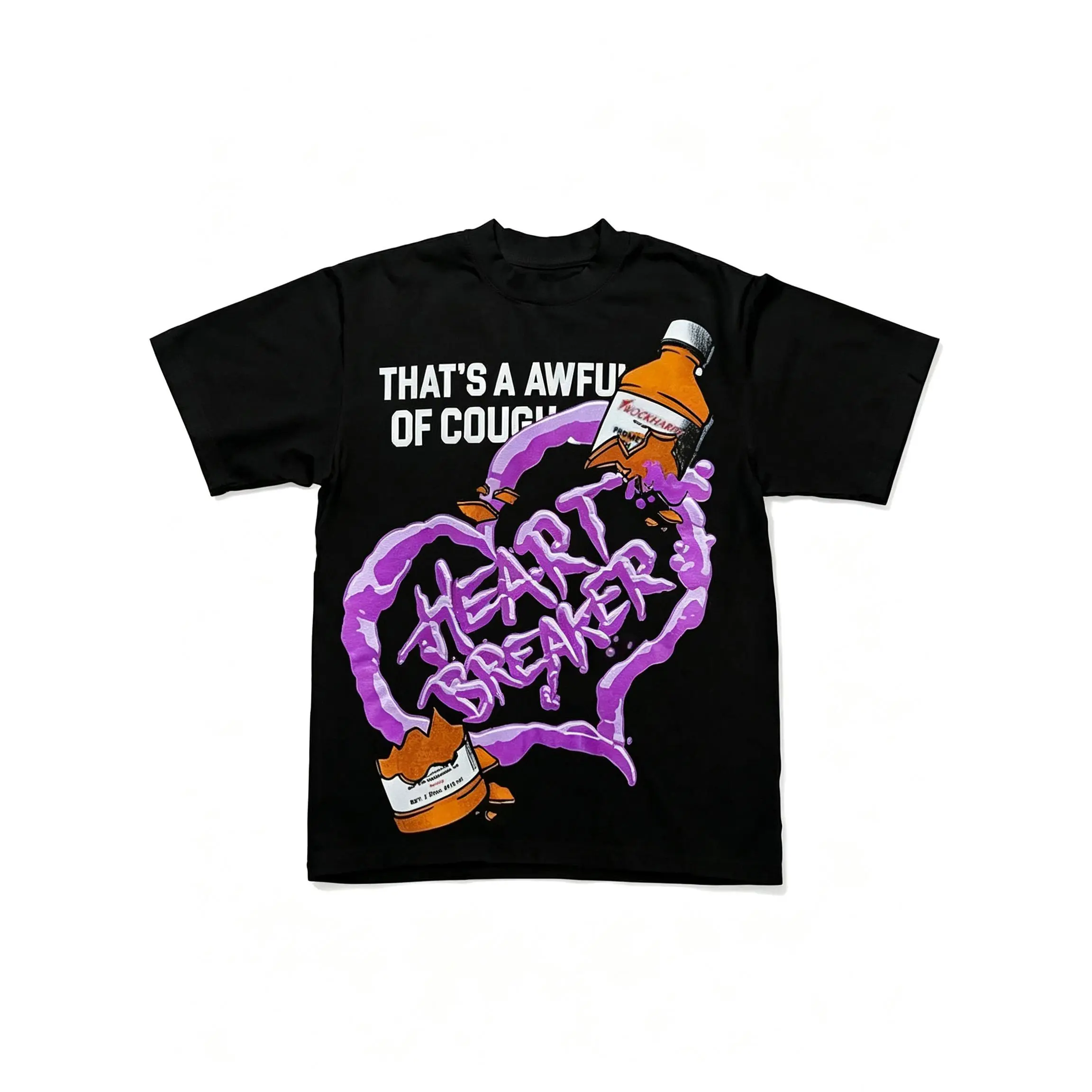 That's A Awful Lot Of Cough Syrup Heart Breaker Print Half Sleeve Tee Women Top For Summer Unisex Y2K Style Graphic T-shirts Graphic Tees Streetwear summer outfits men, men gifts designer shirts oversized tshirt men graphic tees for kids