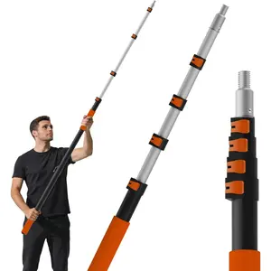 26FT Reach Telescopic Extension Pole, 5-20FT Paint Roller Extension Pole with Flip-Lock Design, Aluminum Alloy Threaded Head for Painting Cleaning Dusting & Window Washing Tools