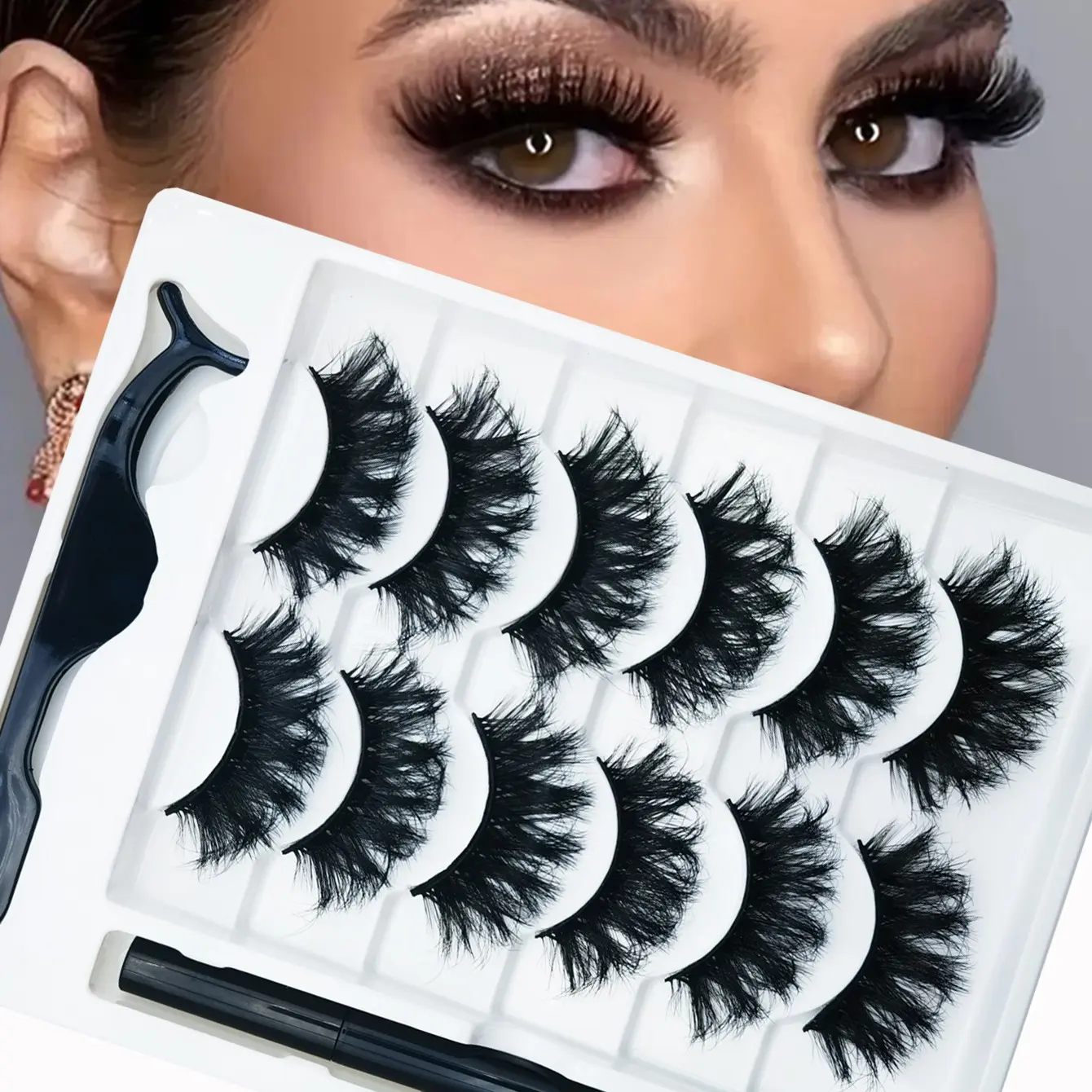 Magnetic False Eyelashes 6 Pairs Set, Super Voluminous and Curling, Long-Lasting Eye Liner Pen Included, Ideal for Beginners and Stage Makeup