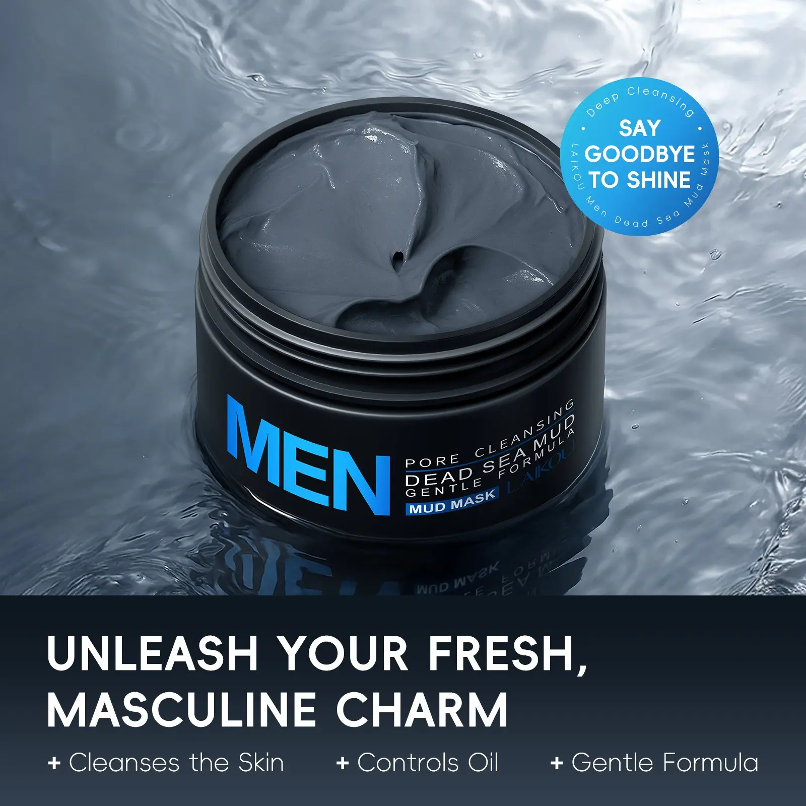 100g Men's Dead Sea Cleansing Mud Mask, Deep Cleanse & Oil Control, Hydrating & Nourishing Face Mask for Men, Gentle Exfoliation