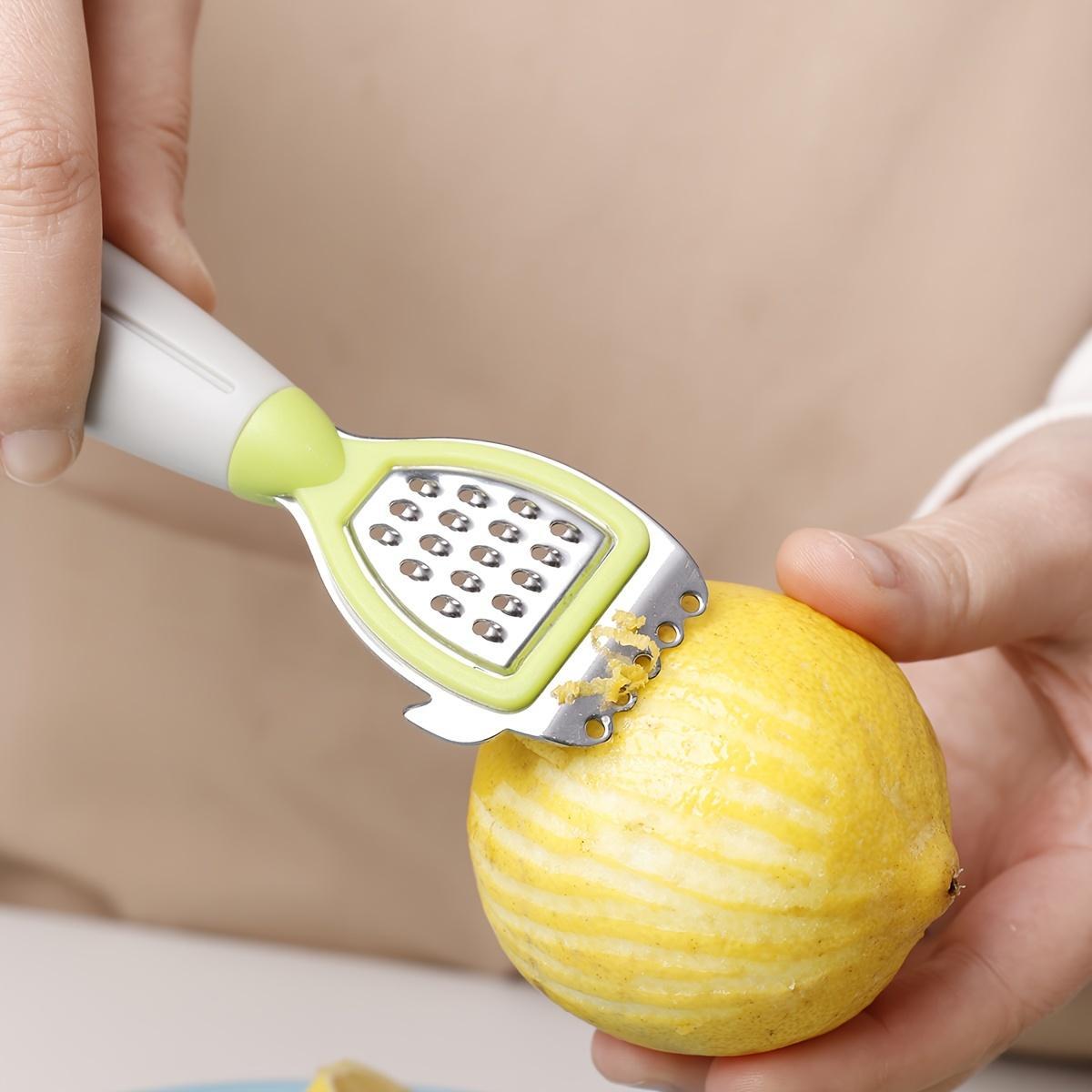 1pc, Lemon Peeler Graters, Citrus Squeezer, Stainless Steel Lemon Zester, Fruit Reamer, Soft Handle Multifunctional Grater, Lime Oranges Grapefruit Fruits Peeling Knife, Kitchen Tools Kitchen Accessories