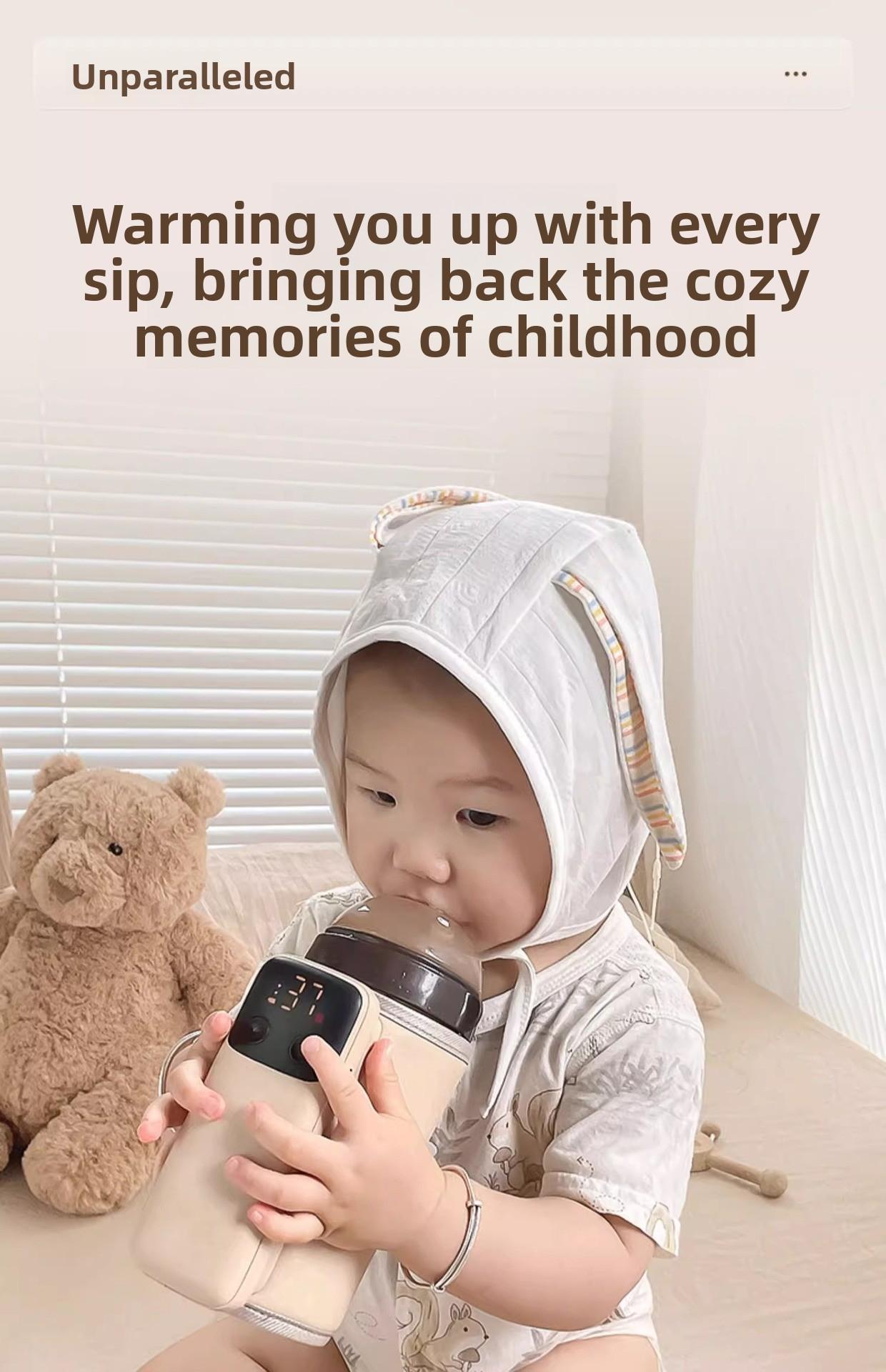 Baby bottle insulation cover with battery storage, portable for outdoor use, waterless heating, wireless constant temperature, rechargeable milk warmer