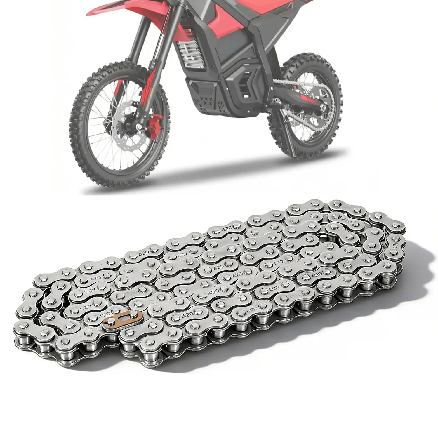 Carbon Steel Standard Size Heavy-Duty Replacement Chain for Yozma 10 Dirt/Electric Bikes (Not for PRO), Ebike Upgrade Parts & Accessories
