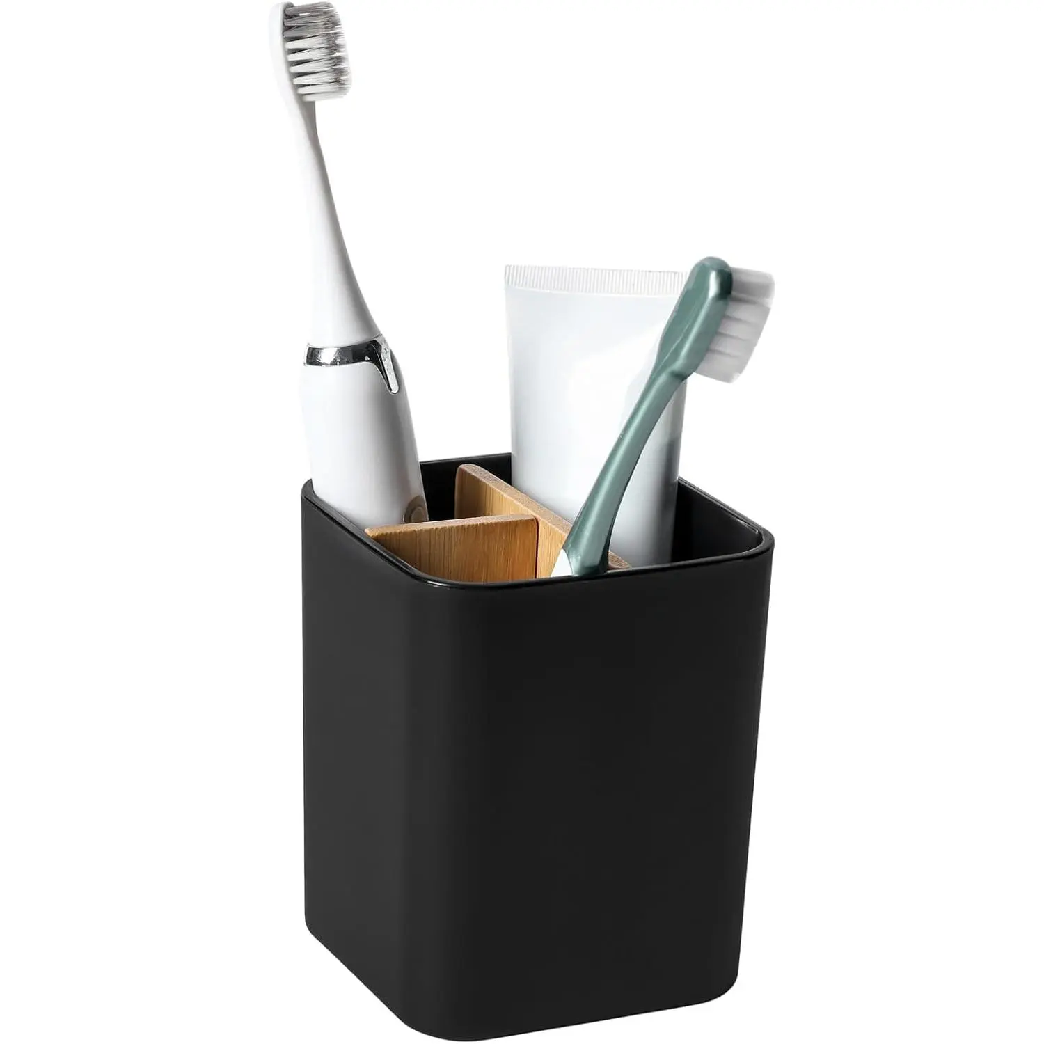 Holder for Bathrooms, 3 Slots  and  Holder Bathroom Counter Organizer for Electric Toothbrushes, Floss, Razors - Black