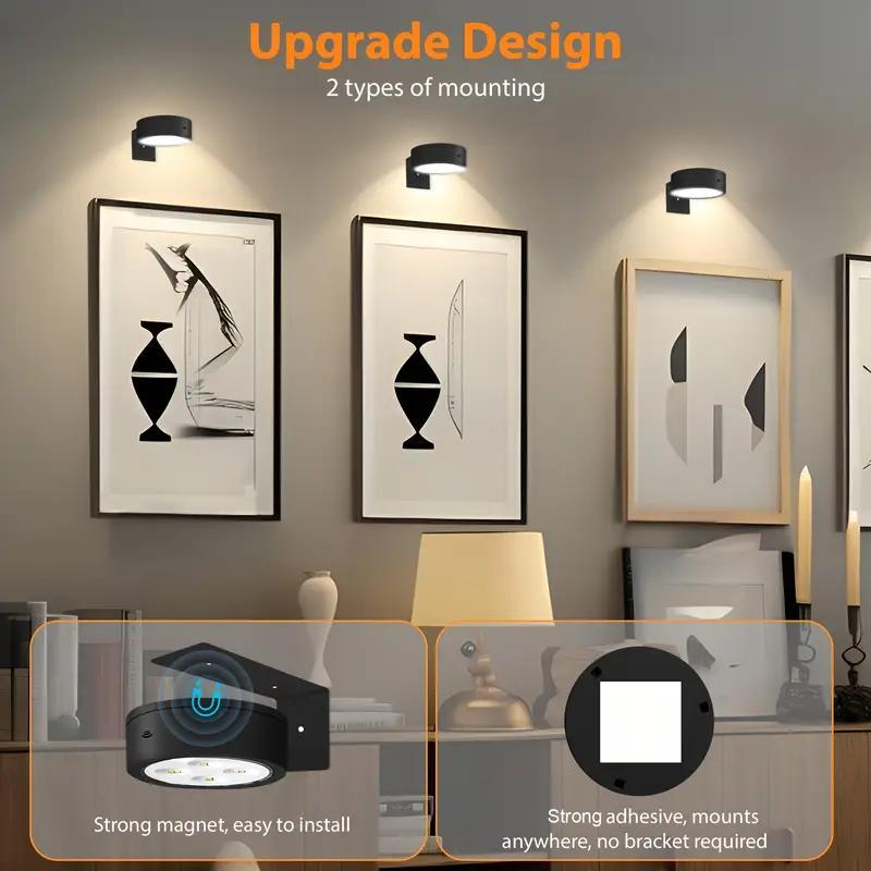Wireless LED Wall Light Art Display Lamp, Remote Dimming and Timer, Light Dimmable, 3 Lighting Modes, Frame Art Portrait, Picture Frame Light, Ceiling Decorative Disk Lamp