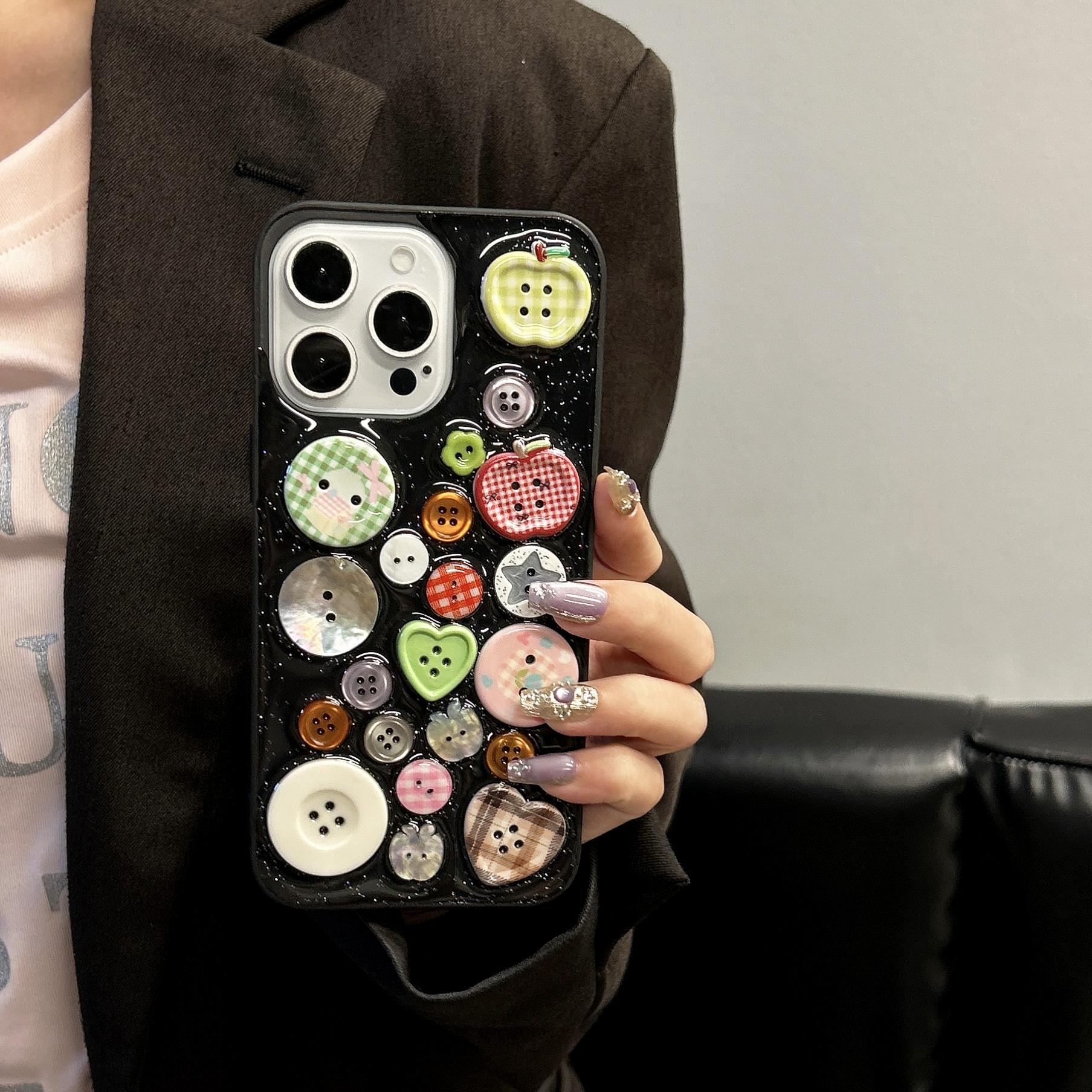 3D Button  Phone Case For iPhone 17 16 15 14 13 12 11 16 Pro Max 14 15 16 Plus Silicone Clear Transparent Protector Cover