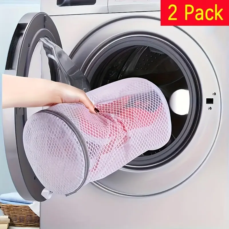2-Pack Anti-Tangle Nylon Blend Mesh Laundry Bags, Large Zippered Washing Machine Bags for Sports Shoes & Sneakers, Universal All-Season Fit for Various Sizes