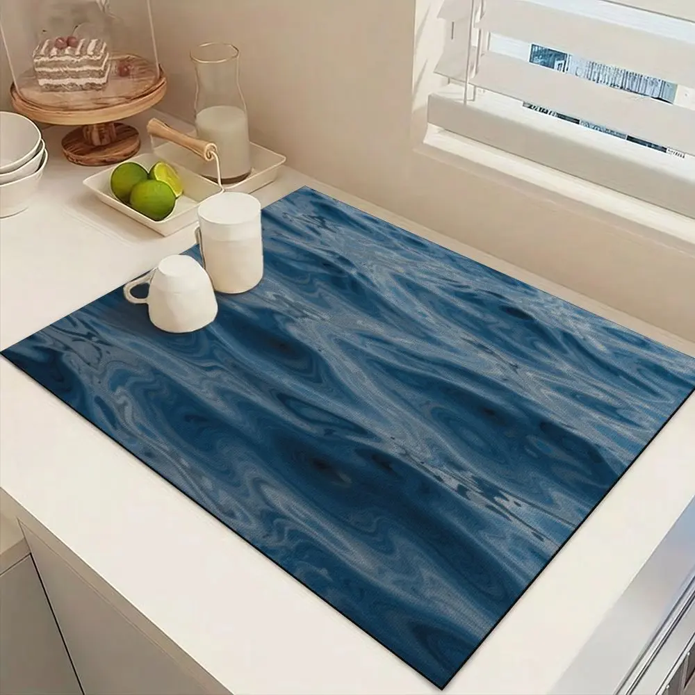1pc Lightweight Printed Fabric Dish Drying Mat - Abstract Marble Pattern, Quick-Dry, Non-Slip, Reusable, Large, for Kitchen Sink Countertop, Dish Drainer, Washing Machine Cover & Floor Protector