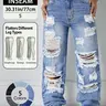 【Black Friday】Fashion Street Style High Waist Pocket Ripped Denim Jeans, Women's Loose Baggy Straight-Leg Pants for Spring Summer Fall, Trendy Casual Wear, Streetwear