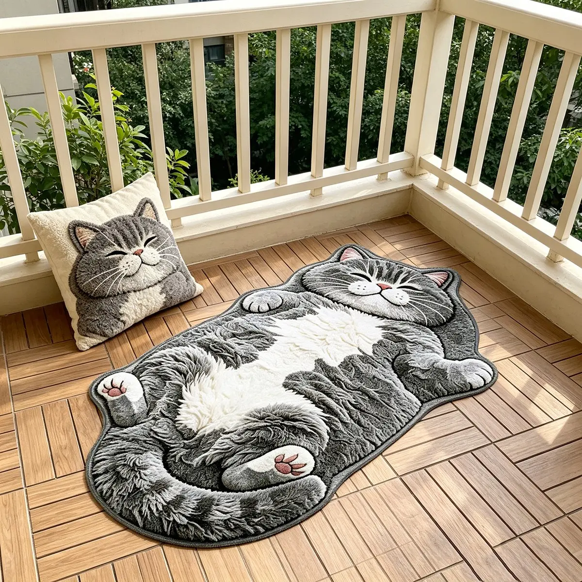 Soft Cat Rug, Indoor Decorative Rug, 3D Effect Non-Long Pile, Creative Lying Cat Shape, Washable Hand Wash, Cozy Living Room Decor, Perfect Gift