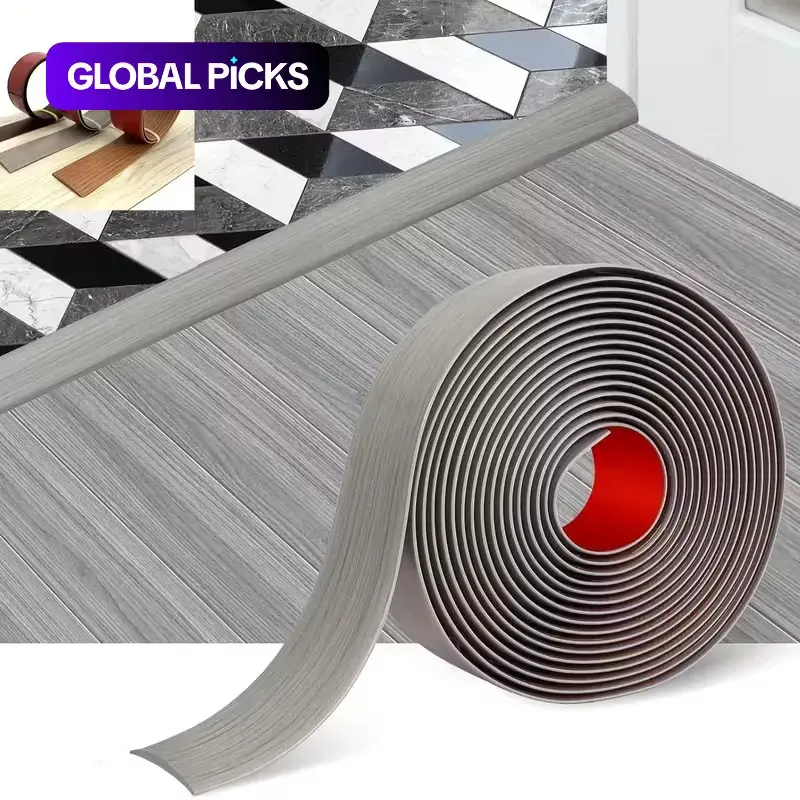 1pc Self-Adhesive Floor Transition Strip, Wood Grain Plastic Tile Joint Seal for Home Decoration, Firm Joint Seal, Wood Grain Texture, Easy Installation, PVC Material #GLOBAL PICKS
