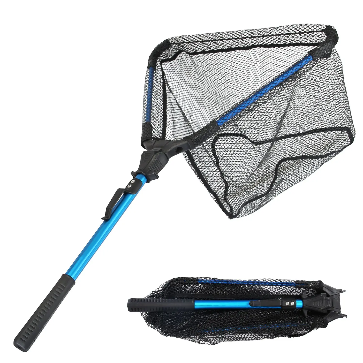 Foldable Fishing Net With Aluminum Alloy Rod EVA Handle Durable 5MM Hexagonal Nano Coating Nylon Mesh Collapsible Landing Net Safe Fish Catching or Releasing,summervibes