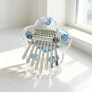 Kalimba 8-Note Cherry Blossom Thumb Piano, Beginner-Friendly Portable Finger Instrument, Includes Sheet Music, Ideal Christmas Birthday Gift