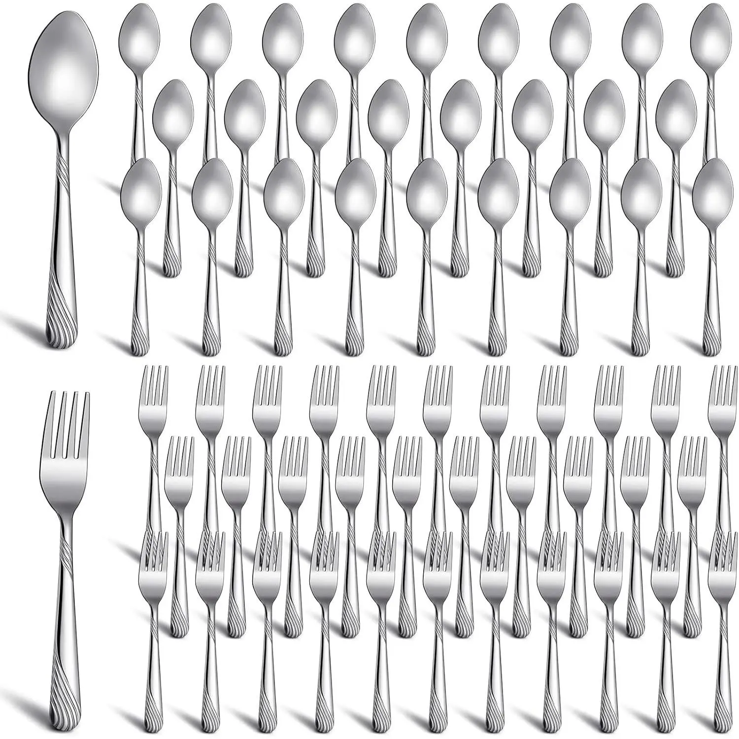 200 Pcs Dinner Forks and Spoons Silverware Set Heavy Duty Stainless Steel Flatware Cutlery Metal Included 100 6.7 Inch Forks and 100 6.7 Inch Spoons, Mirror Polished, Dishwasher Safe