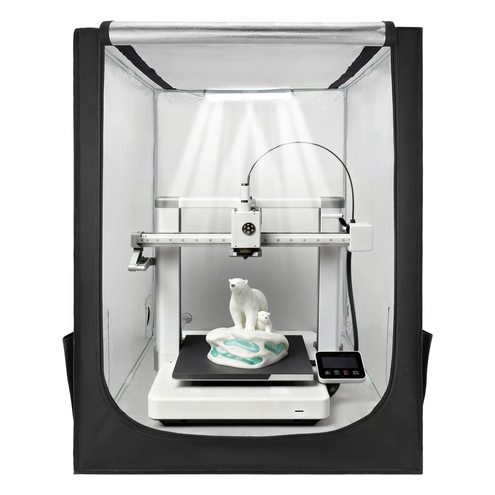 VEVOR Large Size 3D Printer Enclosure - 27.5x29.5x35.4 in Aluminum Frame, Dustproof Waterproof Oxford Cloth Tent with Built-in LED Lights, Transparent Constant Temperature Case Compatible with Creality/ELEGOO/Anycubic Models
