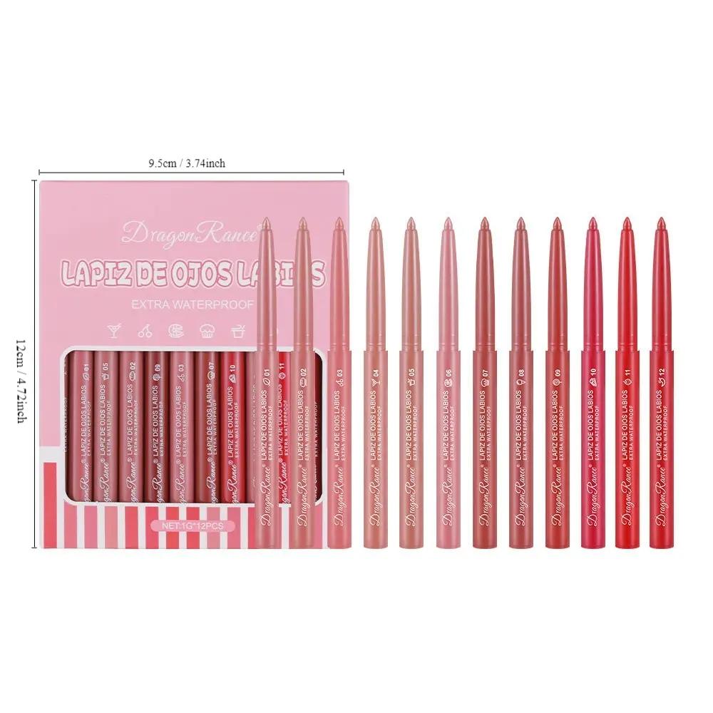 Long Lasting Matte Finish Lip Liner Pencils Set, 12pcs/set Easy Coloring Lipliner Pencil, Lip Makeup Accessories for Girls & Women