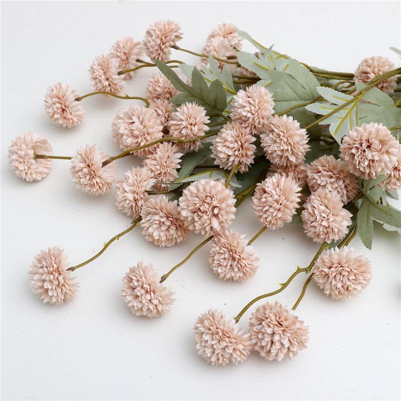 12-Piece Artificial Snowball Pom-Pom Flower Bouquet (No Vase), Artificial Flower Arrangements, Faux Ping-Pong Flowers for Home, Party or Wedding Decor