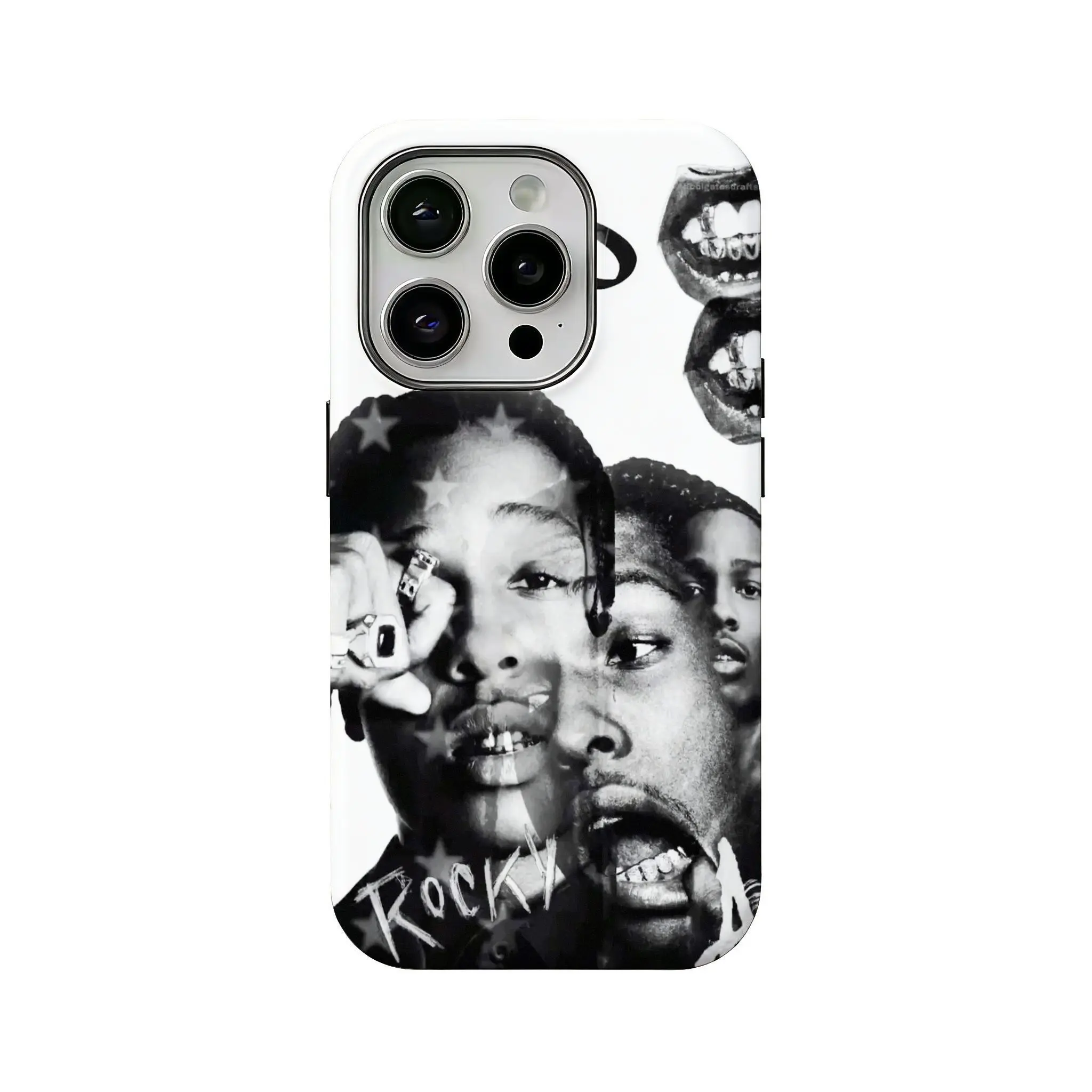 Retro black-and-white hip-hop/rap artist "Frank" film-style phone case—a durable protective cover compatible with iPhone 12 through 17 and Samsung S22 through S26. It makes an excellent gift for close friends and is perfect for the holiday season.