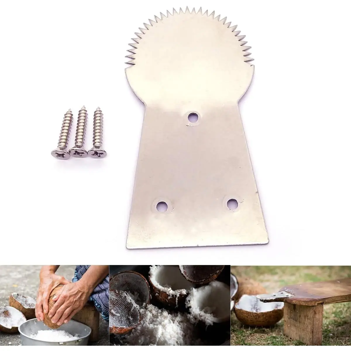 Coconut Grater Scraper Shredder Flat   Small Utensil Manual Machine  For  Hand   KItchen tool Stainless Steel Mini Kitchenware With 3 Screws