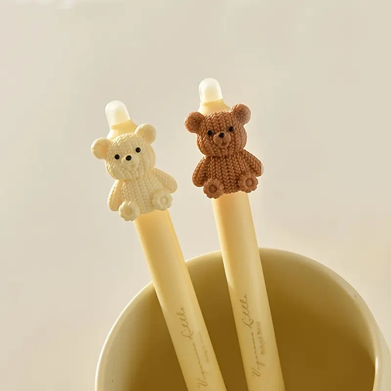 Cute Bear Design Retractable Pencil with Eraser, Smooth Writing and Correction, Durable Plastic for School and Office Use