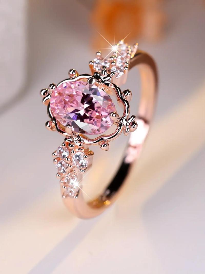 Fashion Rhinestone Decorated Ring, Elegant Artificial Zircon Decorated Ring For Women, Vintage Rings, Fashion Accessories For Party, Daily Clothing Decor For Girl, Artificial Gemstone Ring