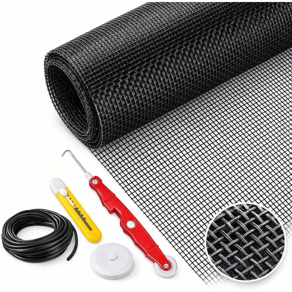 Window Screen Replacement Kit Width:48in Length:158 Fiberglass|Includes Full Set of Tools | Suitable for Windows, Screen Doors, and Courtyards | UV Resistant and Durable | Easy to Install