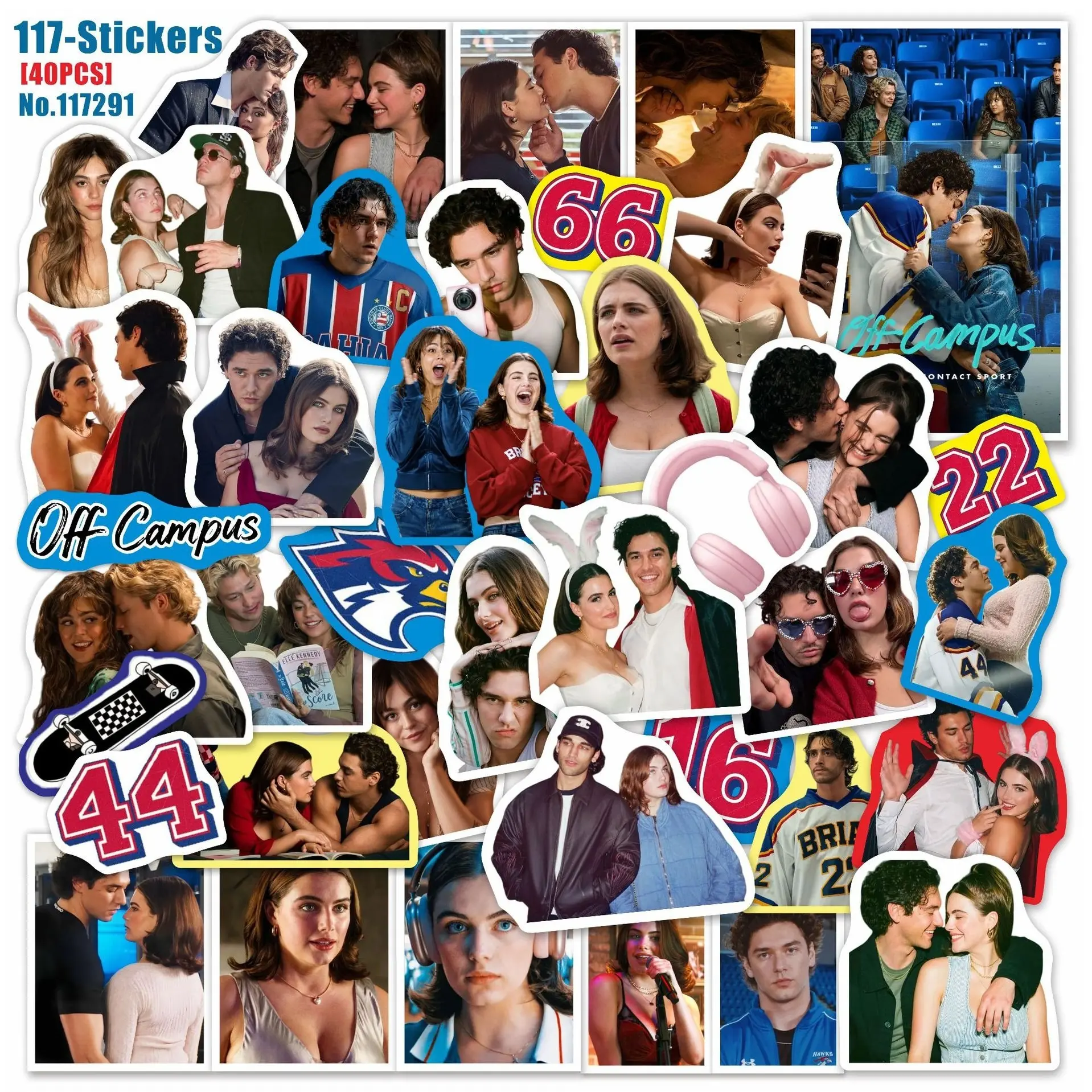 40Pcs Off Campus Human Figure Stickers, American TV Show Decorative Decals, Fan Merch For Journal Water Bottle Laptop DIY Craft