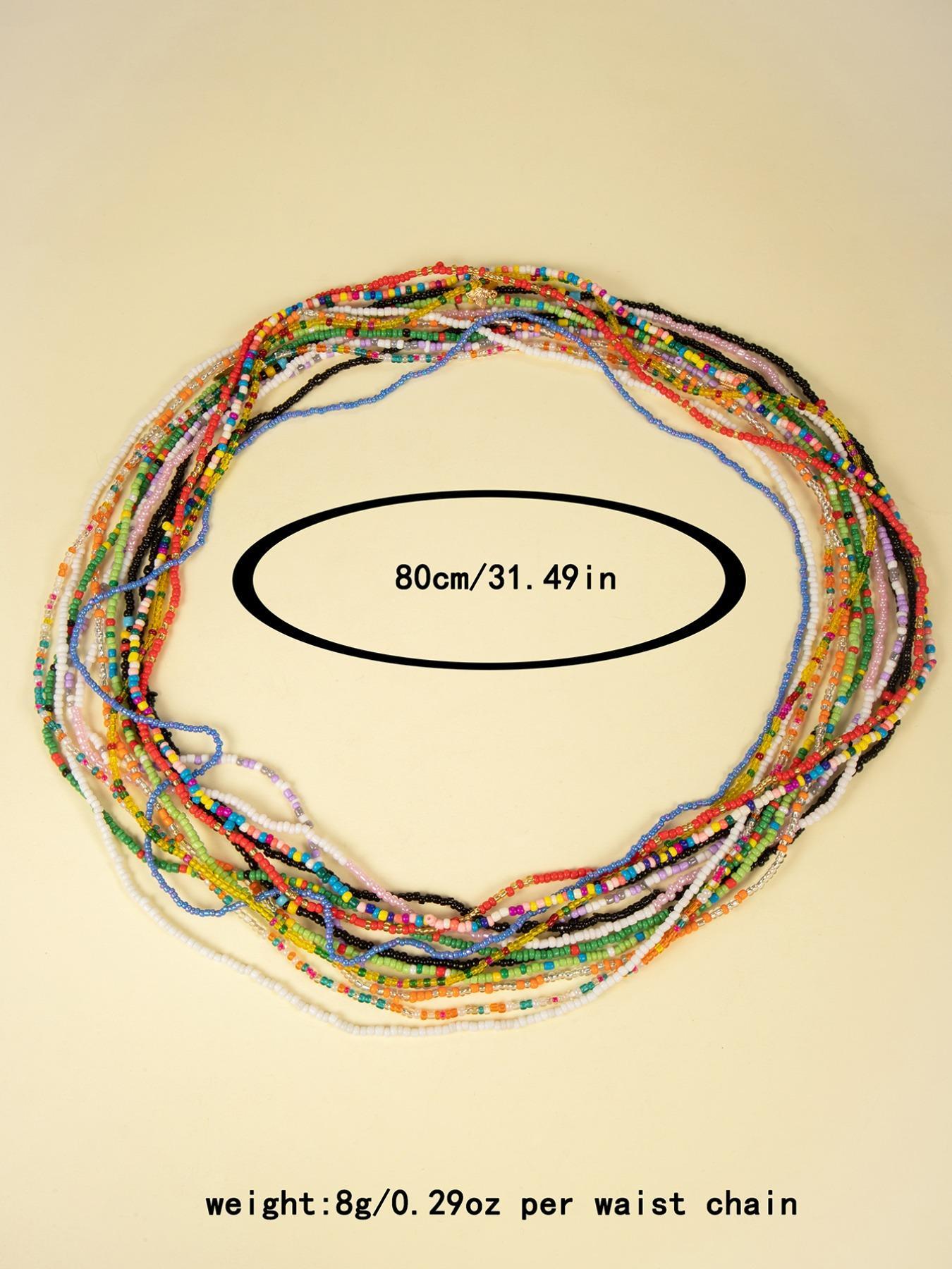 Random Color Beaded Elastic Waist Chain, Boho Jewelry for Women and Girls, Fashion Accessory for Party and Daily Wear, Trendy Birthday Gift for Her