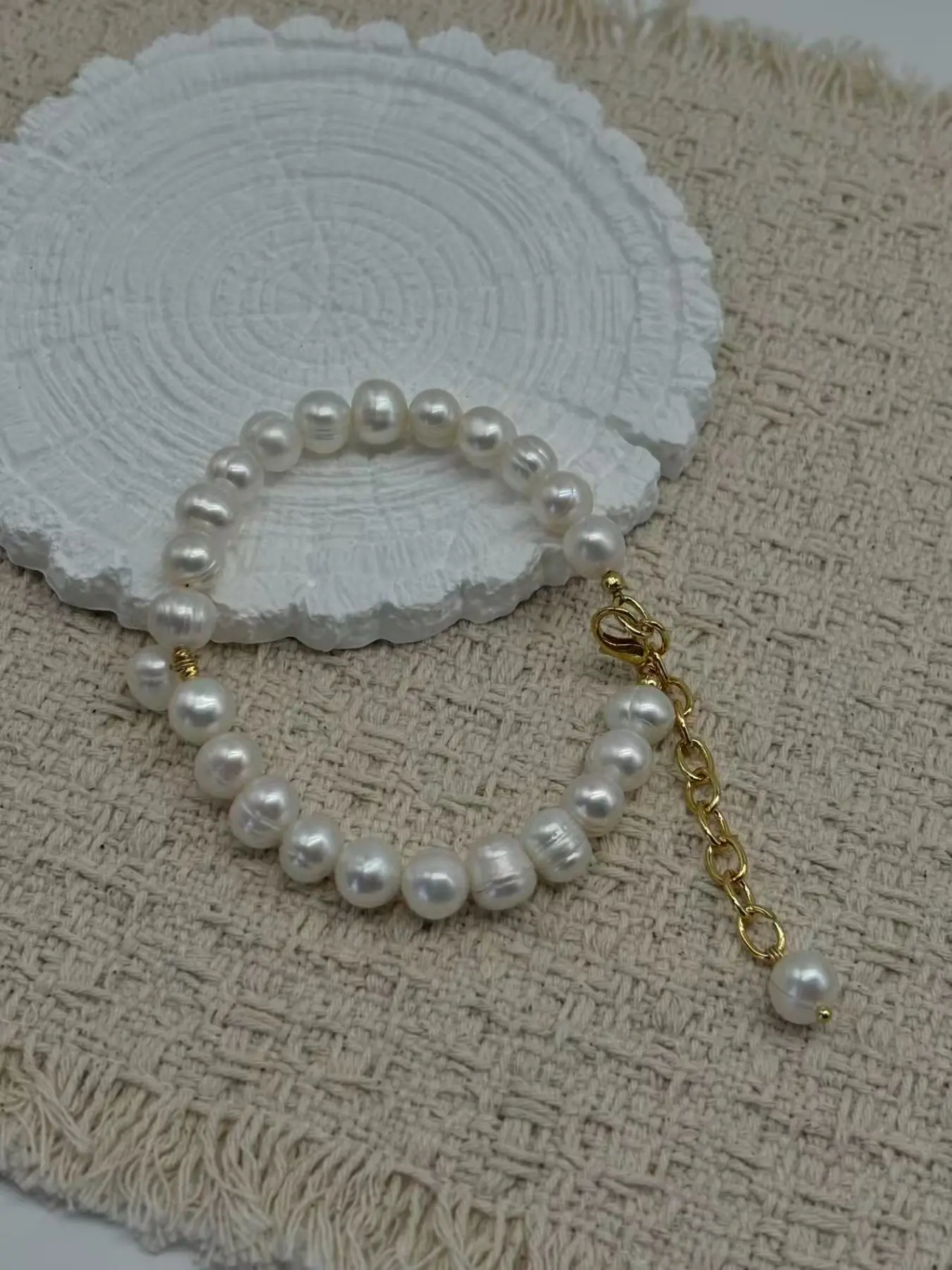 Natural Freshwater Pearl Bracelet, Beautiful Luster, Thread Texture, Unisex Genuine Pearl Jewelry, Perfect Gift for Him and Her