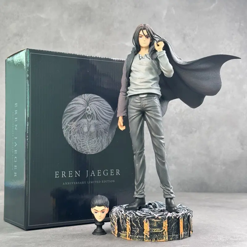 Attack on Titan Allen Figure 28cm, Dual Head Sculptures, Cape, Ruins Scene, Desktop Decor, Large Collectible Gift, Anime Merchandise