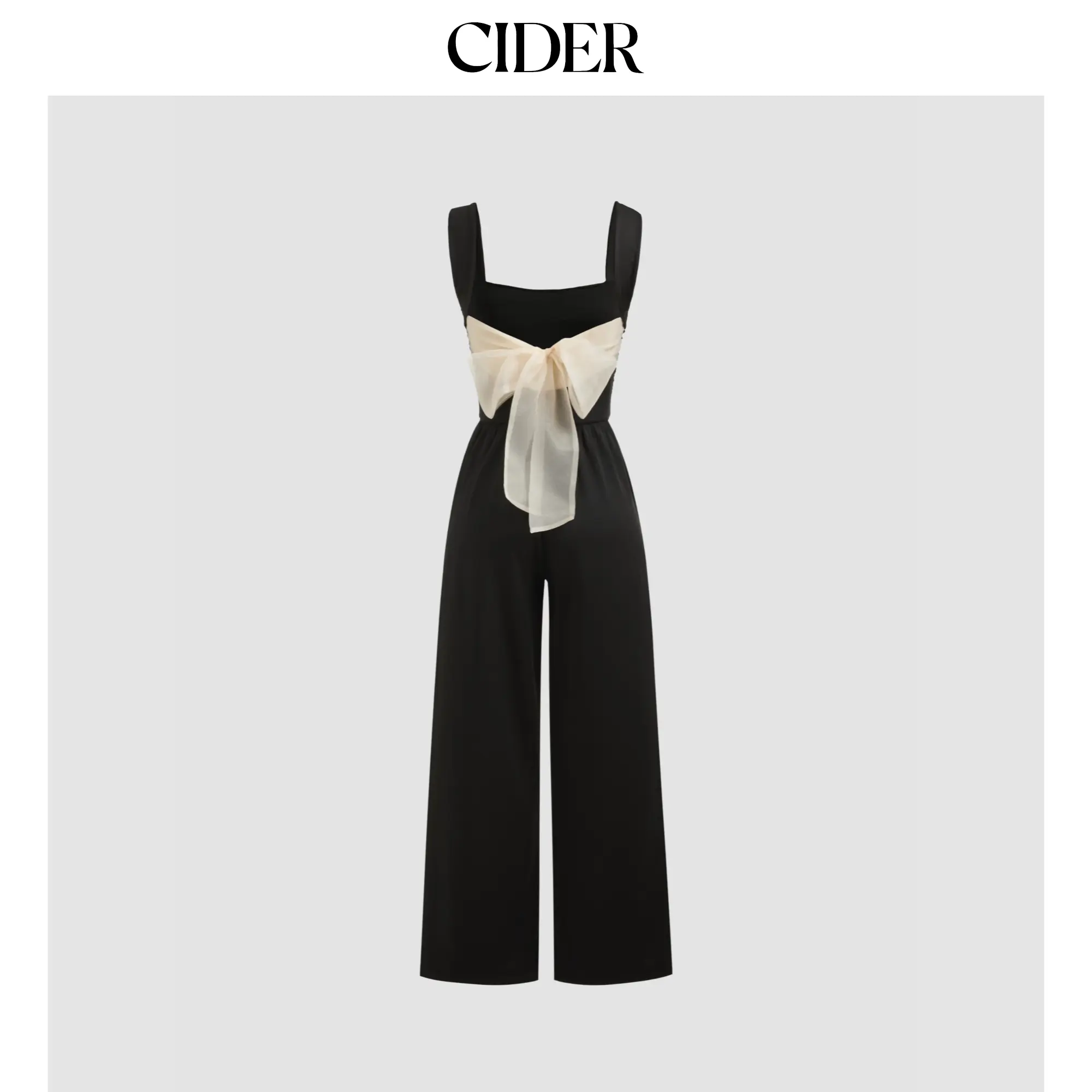 Cider [size 2-10] Square Neck Solid Ruched Bowknot Jumpsuit SummerWins SummerFinds