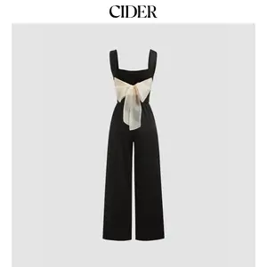 Cider [size 2-10] Square Neck Solid Ruched Bowknot Jumpsuit SummerWins Dealsforyou