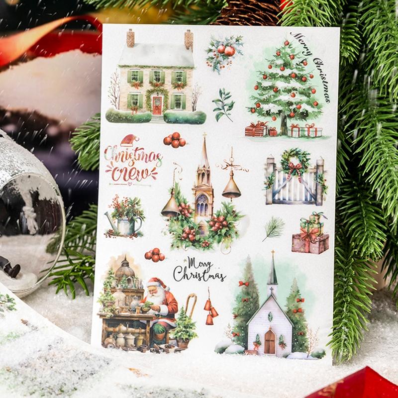 Christmas Series Transfer Sticker, 2 Counts/set DIY Decorative Sticker, Decorative Sticker for Phone Case, Water Bottle, Skateboard, Scrapbook, Diary, Art Stickers