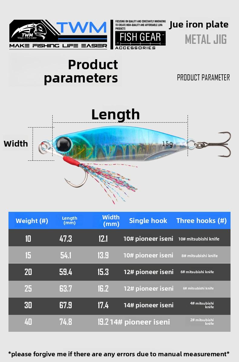 TWM Floating Lure for Fishing 10pcs Metal Jig Lure for Freshwater Saltwater Casting & Trolling Fishing Bait with Sharp Hooks